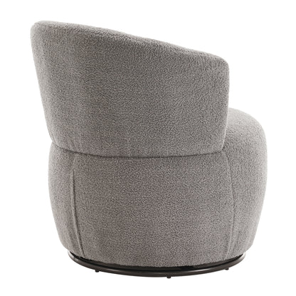 Vimora™ - Grey Plush Swivel Accent Chair with 360° Rotation and Metal Base