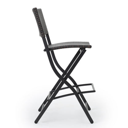Vimora™ - Outdoor Foldable Wicker Barstools, Faux Rattan Patio Chairs, Brown Multi (Set of 2)