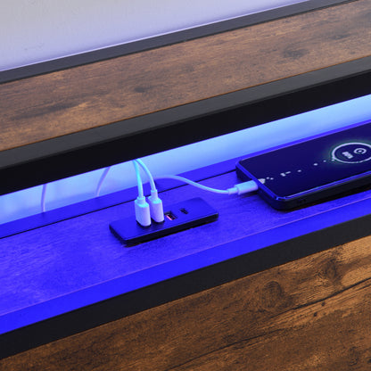 Vimora™ - Full Size Bed Frame with Storage Headboard, LED Lights & Charging Station