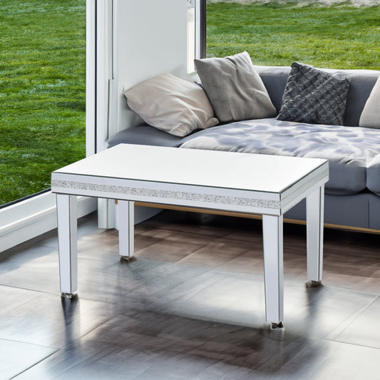 Sofia™️ - Modern Glass Mirrored Coffee Table with Crystal Design and Adjustable Height Legs