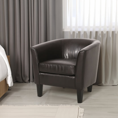 Vimora™ - Contemporary Brown Club Chair with Birch Wood Legs