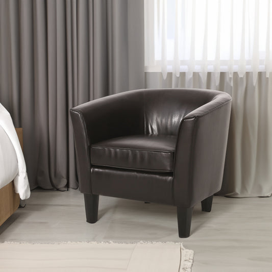 Vimora™ - Contemporary Brown Club Chair with Birch Wood Legs