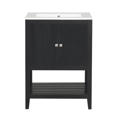 Vimora™ - Black Modern Bathroom Vanity with Elegant Ceramic Sink and Solid Wood Frame