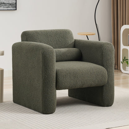 Vimora™ - Modern Style Chair with Soft Sheepskin Cushion, Seaweed Green Armchair