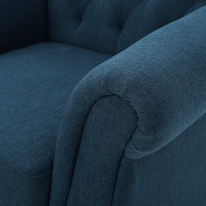Vimora™ - Springfield Tufted Navy Blue Fabric Club Chair with Nailhead Trim and Cushion