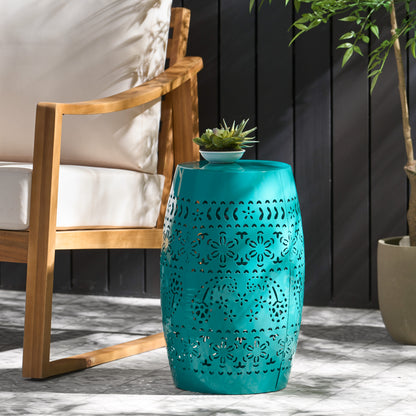 Vimora™ - Teal Lace Cut Iron Side Table