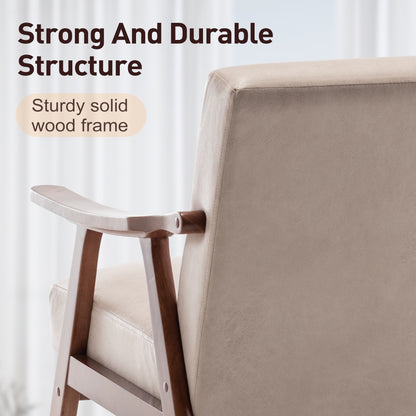 Vimora™ - Mid-Century Modern Living Room Chair with Solid Wood Frame & Thick Backrest