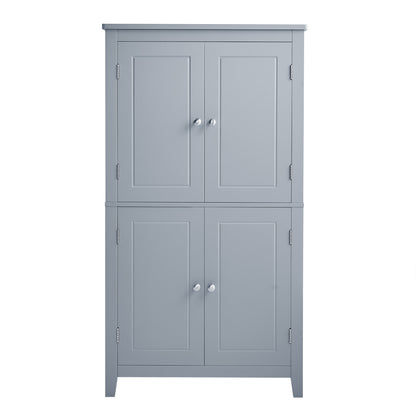 Vimora™ - Elegant Grey Bathroom Storage Cabinet with 4 Doors and Adjustable Shelves