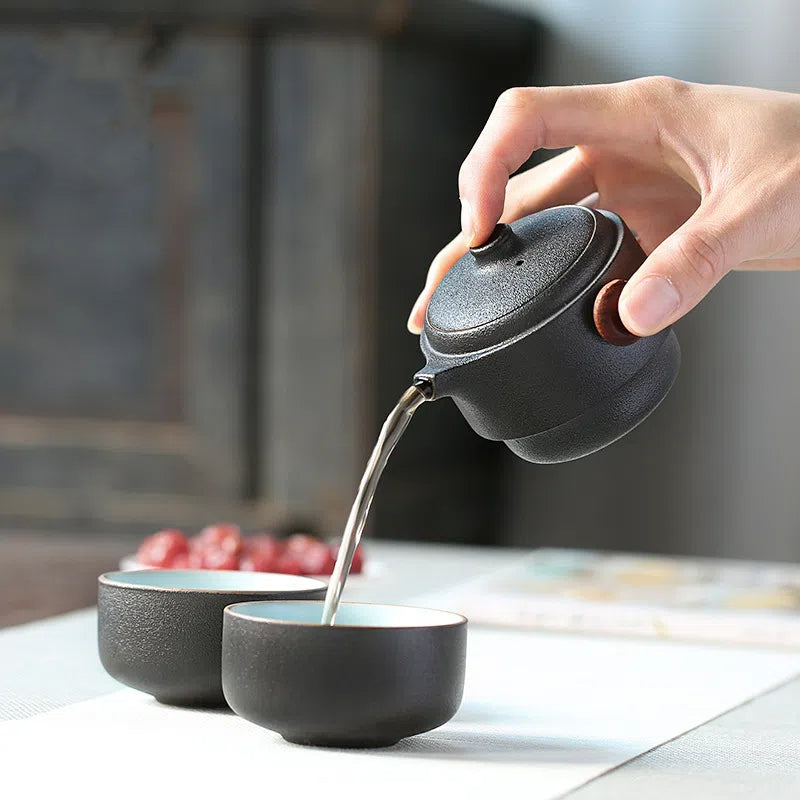 Vimora™ Portable Ceramic Travel Tea Set – Teapot & 2 Cups