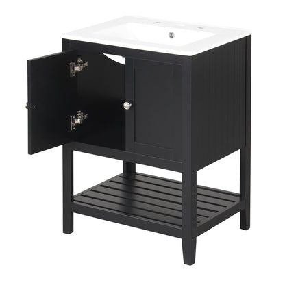 Vimora™ - Black Modern Bathroom Vanity with Elegant Ceramic Sink and Solid Wood Frame