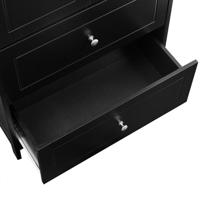 Vimora™ - Black MDF Bathroom Storage Cabinet with Doors, Drawers & Adjustable Shelf