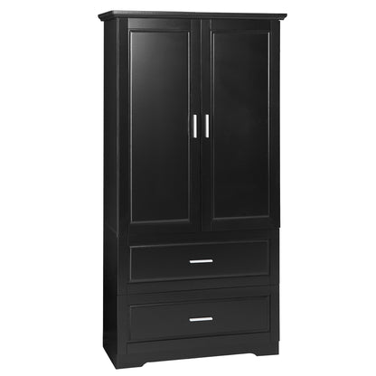 Vimora™ - Tall Black Bathroom Storage Cabinet with Adjustable Shelf and Drawers