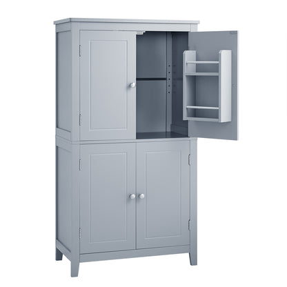 Vimora™ - Elegant Grey Bathroom Storage Cabinet with 4 Doors and Adjustable Shelves