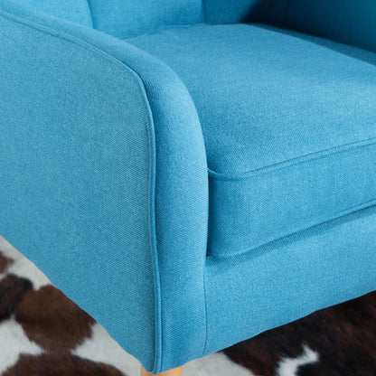 Vimora™ - Teal Mid-Century Modern Arm Chair with Tufted Back and Retro Wooden Legs