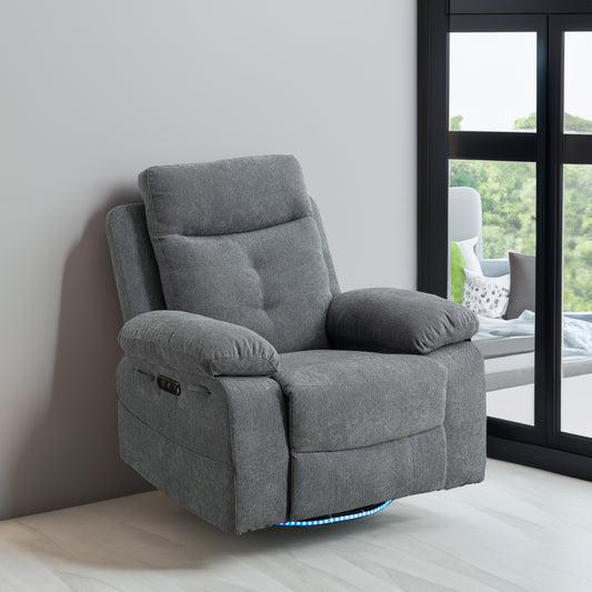Vimora™ - Light Grey Power Recliner Glider Chair with Bluetooth Speaker and LED Light