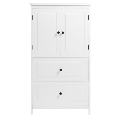 Vimora™ - White Bathroom Storage Cabinet with Adjustable Shelf, Drawers & Anti-Tipping Design