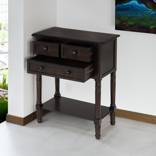 Sophie™️ - Narrow Console Desk with Storage Drawers and Bottom Shelf in Espresso