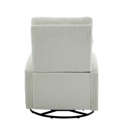 Vimora™ - Beige Upholstered Swivel Glider Rocking Chair