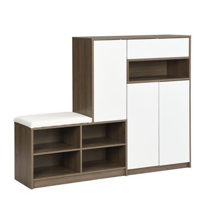 Vimora™ - 2-in-1 Shoe Storage Bench & Cabinet with Cushioned Seat, White