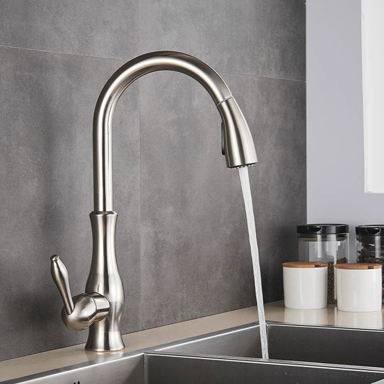 FlexiFlow™ Retractable Kitchen Faucet with Sprayer for Effortless Cooking 1