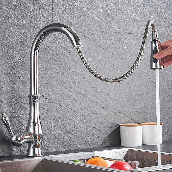 FlexiFlow™ Retractable Kitchen Faucet with Sprayer for Effortless Cooking 4