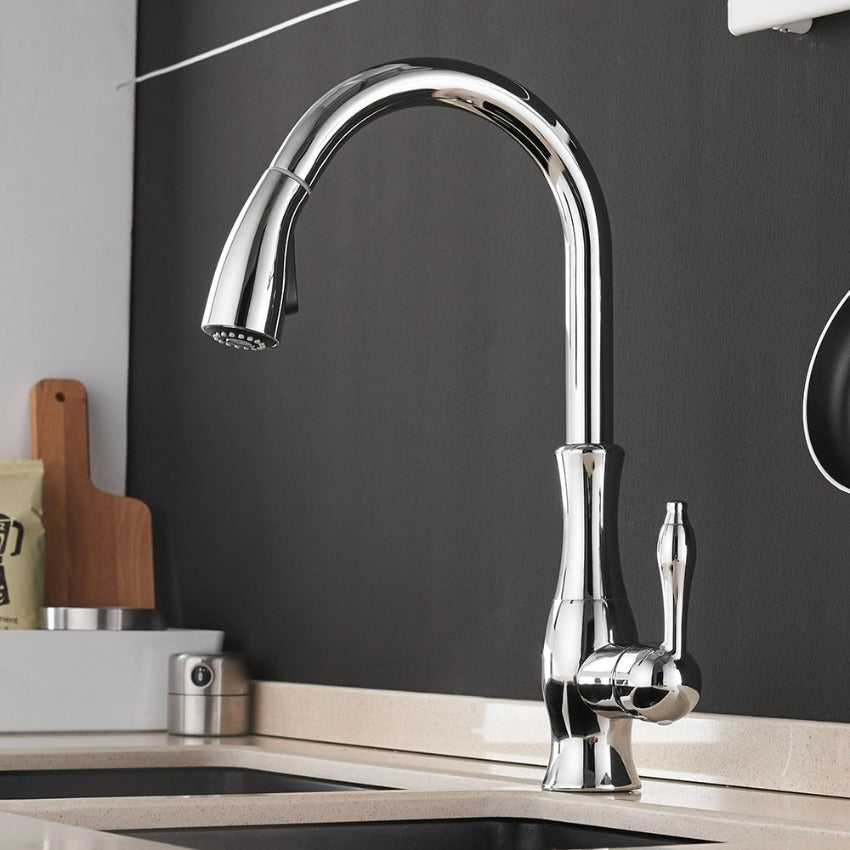 FlexiFlow™ Retractable Kitchen Faucet with Sprayer for Effortless Cooking 5