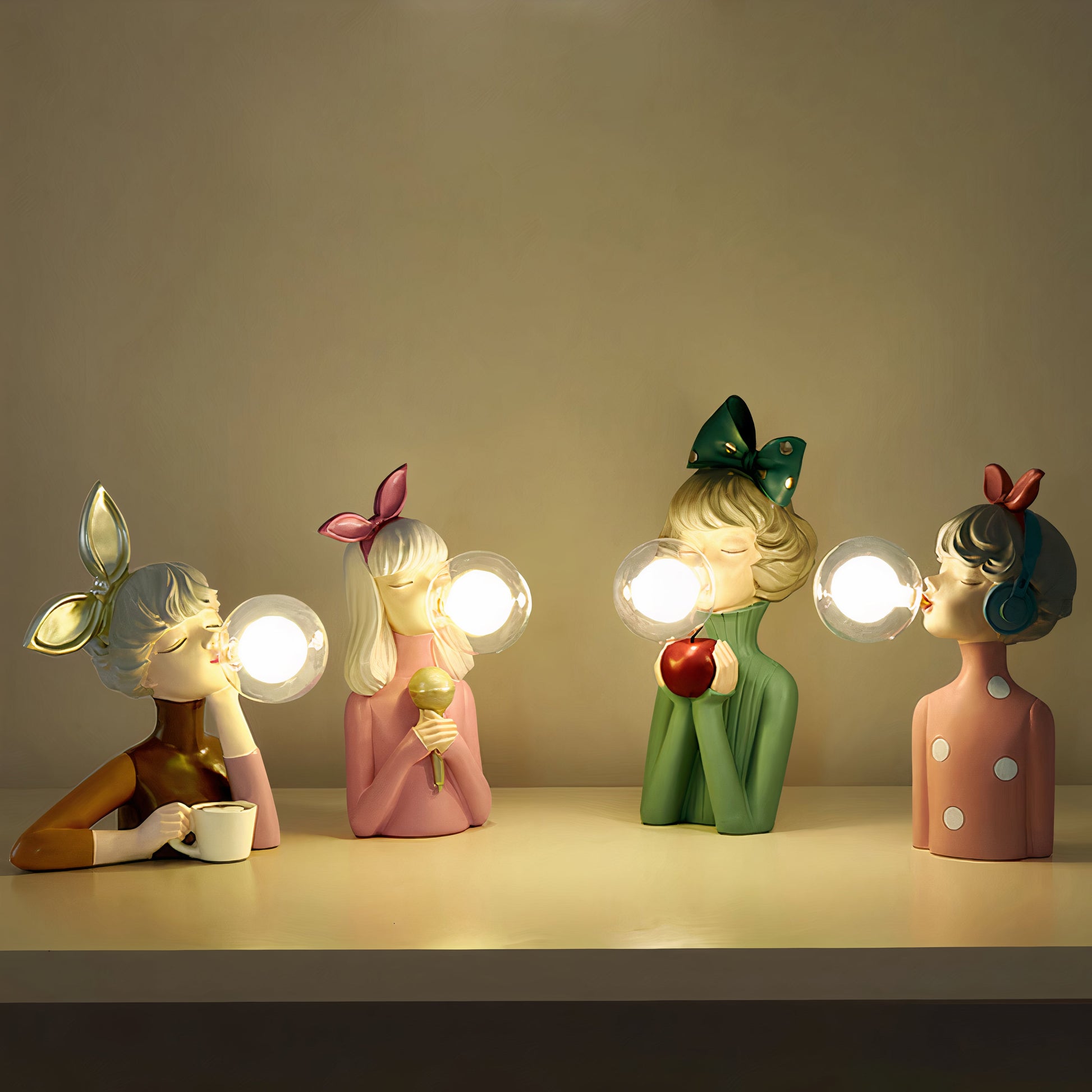 GlowGum™ Artisan Sisters Table Lamp - Handcrafted Elegance for Bedside or Desk 1