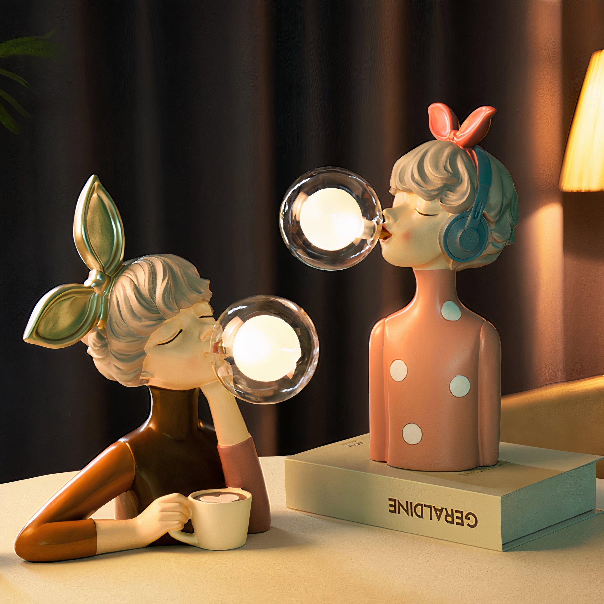 GlowGum™ Artisan Sisters Table Lamp - Handcrafted Elegance for Bedside or Desk 2