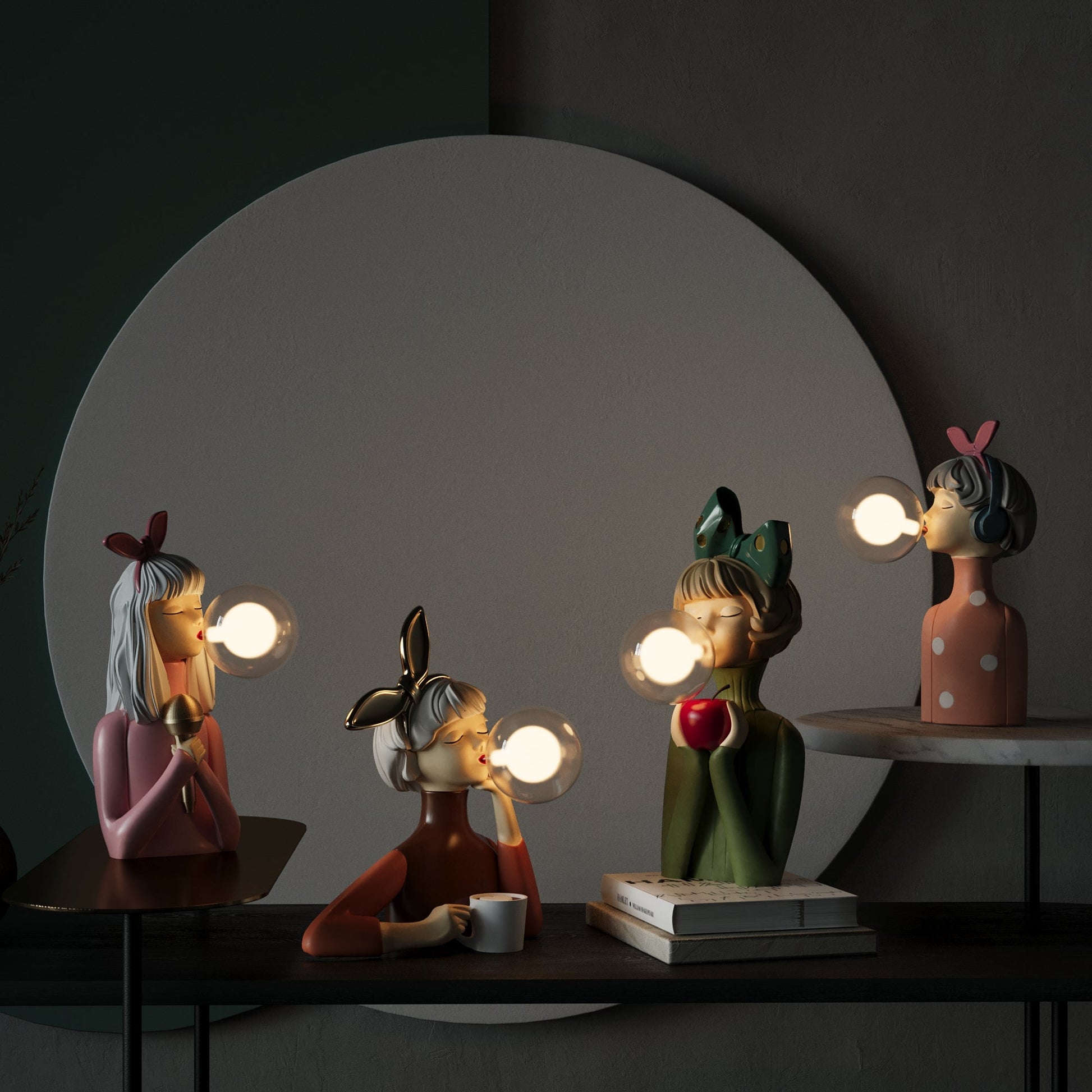 GlowGum™ Artisan Sisters Table Lamp - Handcrafted Elegance for Bedside or Desk 4