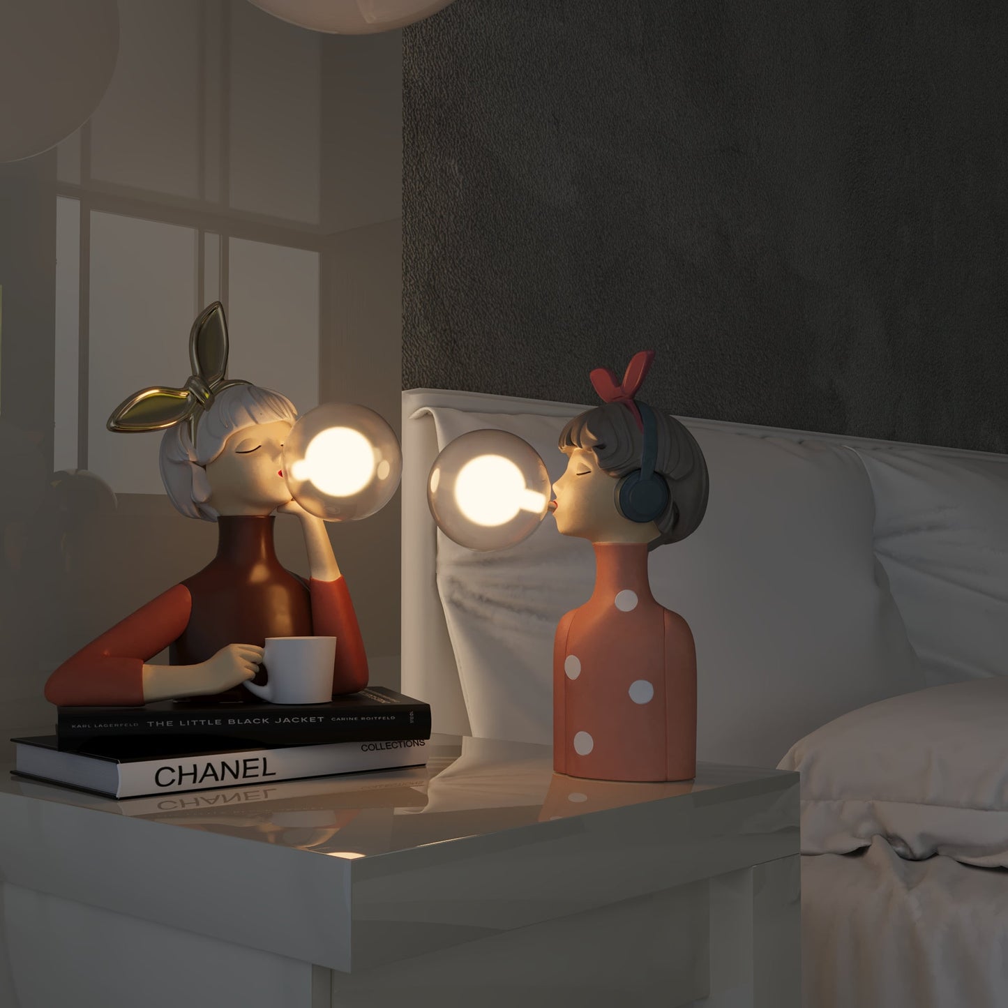 GlowGum™ Artisan Sisters Table Lamp - Handcrafted Elegance for Bedside or Desk 5