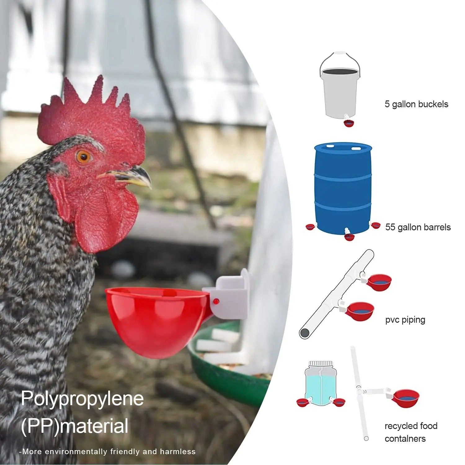 PoultryPro™ 10 Pcs Chicken Waterer - Effortless Hydration for Your Birds 1
