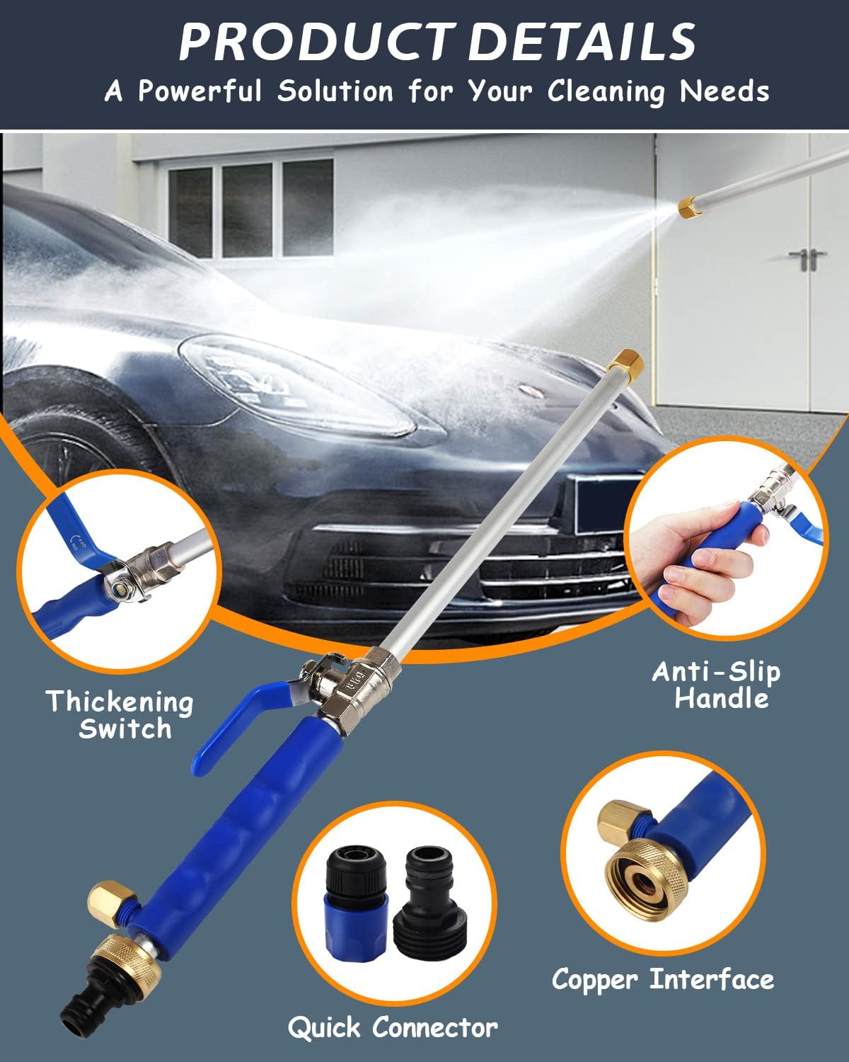 PowerSpray™ High-Pressure Washer Nozzle - Versatile Jet Nozzle for Hose Cleaning 5