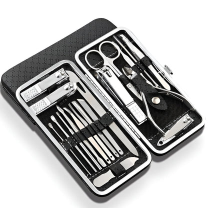 Premium 19-in-1 Stainless Steel Manicure Set for Perfect Nail Care