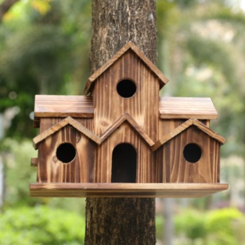 SongbirdHaven™ Handmade Wooden Birdhouse for Garden Lovers - 6 Entrances 1