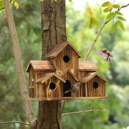 SongbirdHaven™ Handmade Wooden Birdhouse for Garden Lovers - 6 Entrances 4
