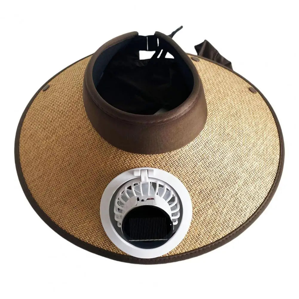 SunBreeze™ Wide Brim Straw Hat for Women with Solar-Powered Fan for Outdoor Comfort 2