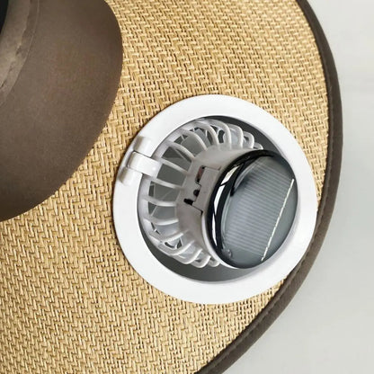 SunBreeze™ Wide Brim Straw Hat for Women with Solar-Powered Fan for Outdoor Comfort 3