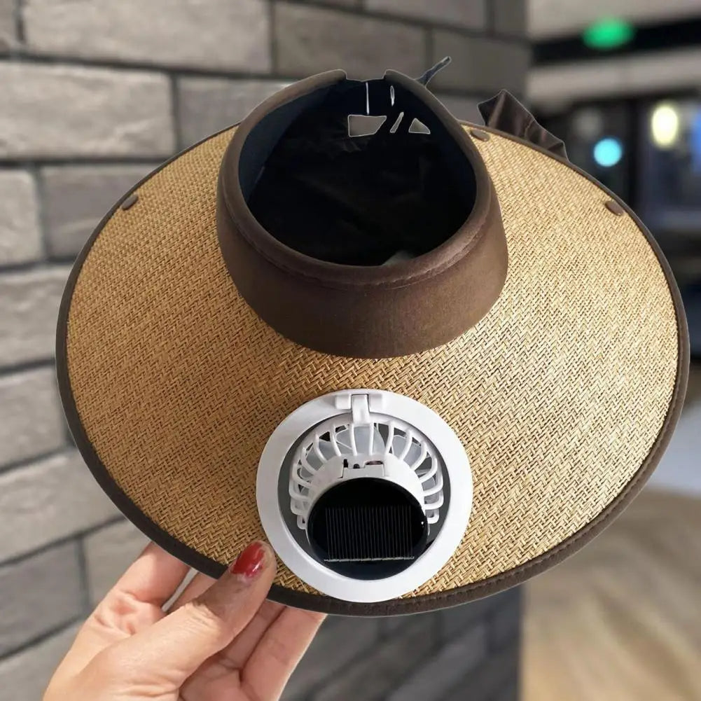 SunBreeze™ Wide Brim Straw Hat for Women with Solar-Powered Fan for Outdoor Comfort 5