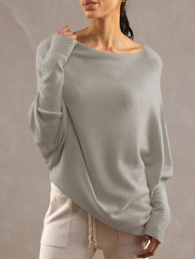 Full Size Boat Neck Batwing Sleeve Knit Top