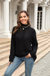 Angel Wings Cable-Knit Turtle Neck Long Sleeve Sweater