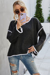 Angel Wings Round Neck Dropped Shoulder Sweater