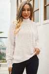 Angel Wings Cable-Knit Turtle Neck Long Sleeve Sweater