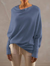 Full Size Boat Neck Batwing Sleeve Knit Top