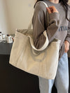 Corduroy Solid Large Tote Bag